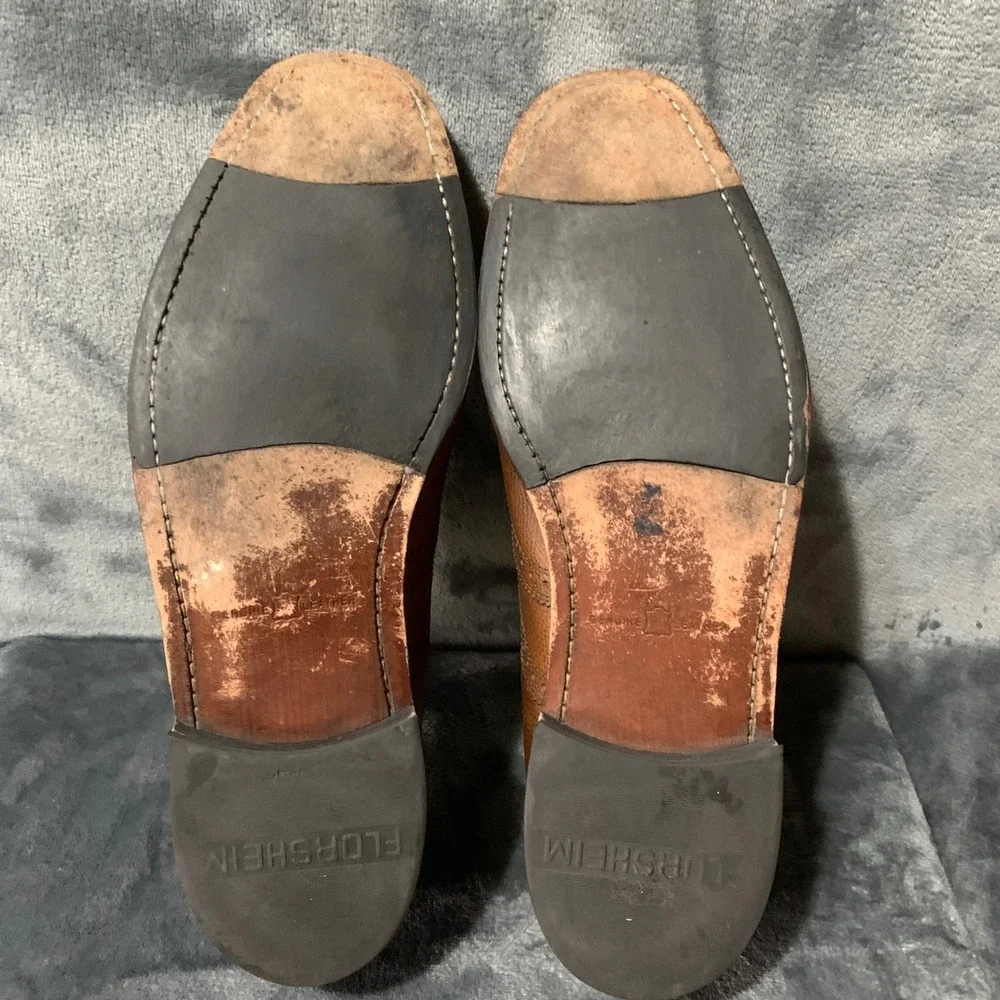 Florsheim Lexington Oxford Mens 12 Wingtip Cognac Brown Pebbled Leather 17066
